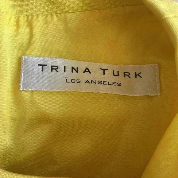 Trina Turk Retro Style Geometric Yellow White Shift Dress - Picture 3 of 9